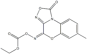 4-[(Ethoxycarbonyloxy)imino]-7-methyl-4H-[1,2,4]oxadiazolo[3,4-c][1,4]benzoxazin-1-one 구조식 이미지
