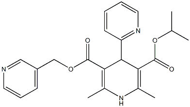 1,4-Dihydro-2,6-dimethyl-4-(2-pyridinyl)pyridine-3,5-dicarboxylic acid 3-(3-pyridinylmethyl)5-isopropyl ester Structure