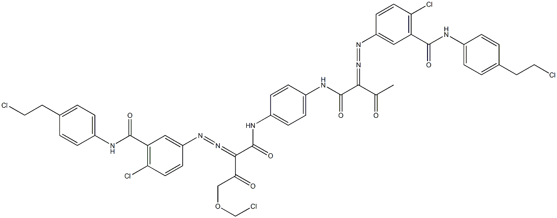 3,3'-[2-(Chloromethoxy)-1,4-phenylenebis[iminocarbonyl(acetylmethylene)azo]]bis[N-[4-(2-chloroethyl)phenyl]-6-chlorobenzamide] 구조식 이미지