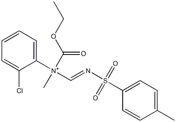 N-Ethoxycarbonyl-N-methyl-N-(4-methylphenylsulfonyliminomethyl)-2-chlorobenzenaminium 구조식 이미지