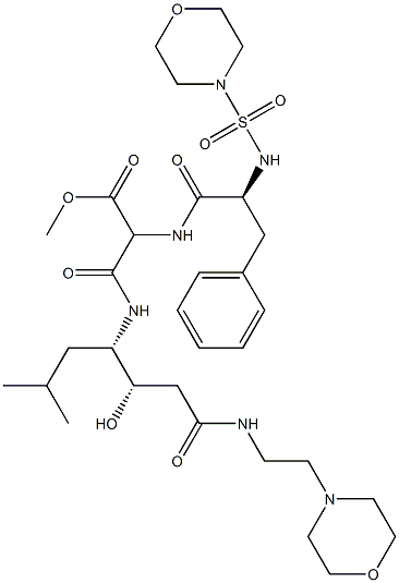 3-[[(1S,2S)-2-Hydroxy-1-(2-methylpropyl)-4-[2-(4-morpholinyl)ethylamino]-4-oxobutyl]amino]-3-oxo-2-[(S)-2-(4-morpholinylsulfonylamino)-3-phenylpropanoylamino]propionic acid methyl ester 구조식 이미지