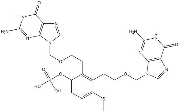 Phosphoric acid bis[2-[(2-amino-1,6-dihydro-6-oxo-9H-purin)-9-ylmethoxy]ethyl]4-methylthiophenyl ester 구조식 이미지