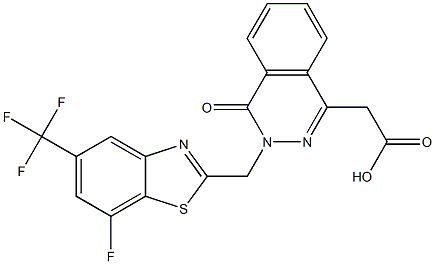 3-[(7-Fluoro-5-trifluoromethyl-2-benzothiazolyl)methyl]-3,4-dihydro-4-oxophthalazine-1-acetic acid 구조식 이미지