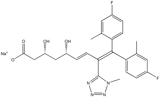 (3R,5S,6E)-9,9-Bis(4-fluoro-2-methylphenyl)-3,5-dihydroxy-8-[1-methyl-1H-tetrazol-5-yl]-6,8-nonadienoic acid sodium salt 구조식 이미지