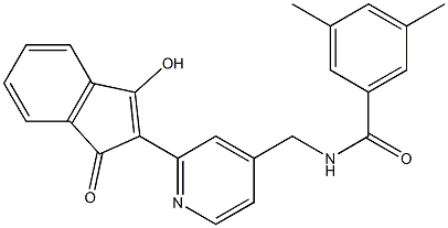 1-Hydroxy-2-[4-(3,5-dimethylbenzoylaminomethyl)-2-pyridyl]-3H-inden-3-one Structure