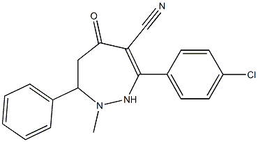 2-Methyl-3-phenyl-6-cyano-7-(4-chlorophenyl)-1,2,3,4-tetrahydro-5H-1,2-diazepin-5-one Structure