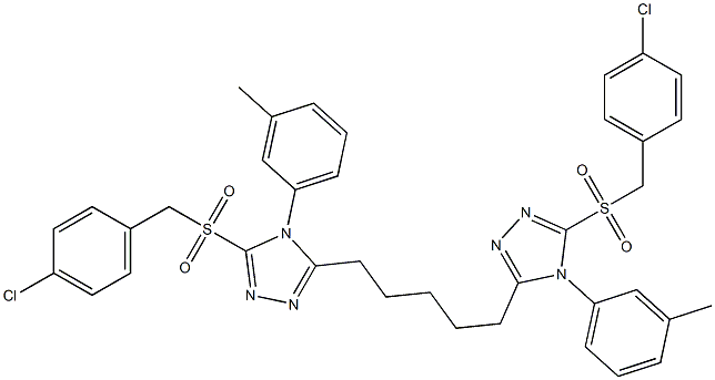 5,5'-(1,5-Pentanediyl)bis[4-(3-methylphenyl)-3-(4-chlorobenzylsulfonyl)-4H-1,2,4-triazole] 구조식 이미지