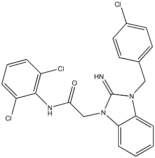 N-(2,6-Dichlorophenyl)-2-[(2,3-dihydro-2-imino-1-(4-chlorobenzyl)-1H-benzimidazol)-3-yl]acetamide Structure