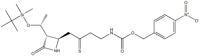 (3S,4R)-3-[(R)-1-(tert-Butyldimethylsiloxy)ethyl]-4-[[2-(p-nitrobenzyloxycarbonylamino)ethylthiocarbonyl]methyl]azetidin-2-one 구조식 이미지