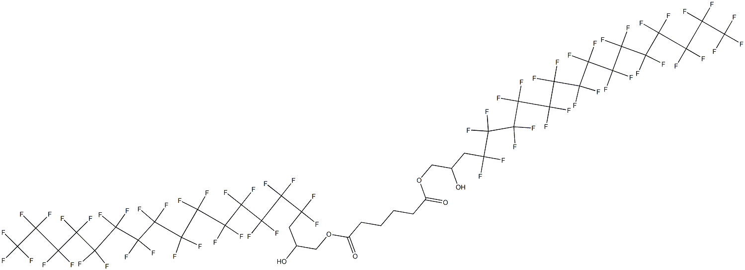 Adipic acid bis(4,4,5,5,6,6,7,7,8,8,9,9,10,10,11,11,12,12,13,13,14,14,15,15,16,16,17,17,18,18,18-hentriacontafluoro-2-hydroxyoctadecyl) ester 구조식 이미지