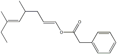 Phenylacetic acid 4,6-dimethyl-1,5-octadienyl ester Structure
