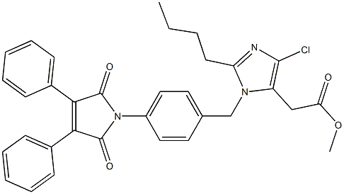 2-Butyl-4-chloro-1-[4-[(2,5-dihydro-2,5-dioxo-3,4-diphenyl-1H-pyrrol)-1-yl]benzyl]-1H-imidazole-5-acetic acid methyl ester 구조식 이미지