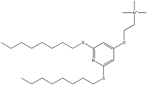 N,N,N-Trimethyl-2-[2,6-bis(octylthio)-4-pyridinyloxy]ethanaminium 구조식 이미지