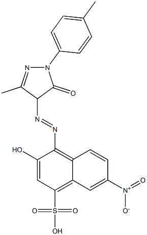 4-(2-Hydroxy-6-nitro-4-sulfo-1-naphtylazo)-1-(p-tolyl)-3-methyl-1H-pyrazol-5(4H)-one 구조식 이미지