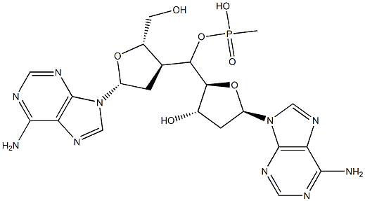 Methylphosphonic acid [2'-deoxy-3'-adenosyl][2'-deoxy-5'-adenosyl] ester Structure