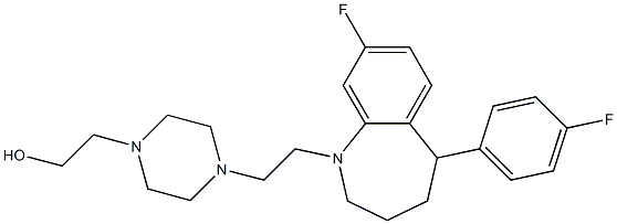 2,3,4,5-Tetrahydro-8-fluoro-5-(4-fluorophenyl)-1-[2-[4-(2-hydroxyethyl)-1-piperazinyl]ethyl]-1H-1-benzazepine 구조식 이미지