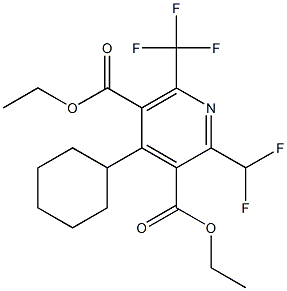 2-Difluoromethyl-6-(trifluoromethyl)-4-cyclohexylpyridine-3,5-dicarboxylic acid diethyl ester 구조식 이미지