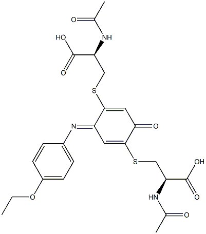 S,S'-[4-[(4-Ethoxyphenyl)imino]-1-oxo-2,5-cyclohexadiene-2,5-diyl]bis(N-acetyl-L-cysteine) Structure