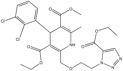 4-(2,3-Dichlorophenyl)-1,4-dihydro-2-[2-(5-ethoxycarbonyl-1H-1,2,3-triazol-1-yl)ethoxymethyl]-6-methylpyridine-3,5-dicarboxylic acid 3-ethyl 5-methyl ester 구조식 이미지