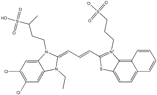 3-[[2-[3-[[5,6-Dichloro-1-ethyl-2,3-dihydro-3-(3-sulfobutyl)-1H-benzimidazol]-2-ylidene]-1-propenyl]naphtho[1,2-d]thiazol-1-ium]-1-yl]propane-1-sulfonate Structure