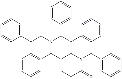 N-Benzyl-N-propionyl-2,3,6-triphenyl-1-(2-phenylethyl)piperidin-4-amine 구조식 이미지