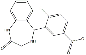 1,3,4,5-Tetrahydro-5-(2-fluoro-5-nitrophenyl)-2H-1,4-benzodiazepin-2-one 구조식 이미지