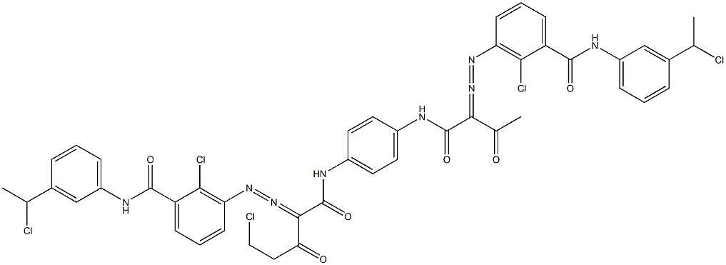 3,3'-[2-(Chloromethyl)-1,4-phenylenebis[iminocarbonyl(acetylmethylene)azo]]bis[N-[3-(1-chloroethyl)phenyl]-2-chlorobenzamide] 구조식 이미지