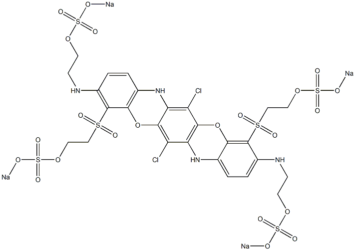 6,13-Dichloro-3,10-bis[2-(sodiooxysulfonyloxy)ethylamino]-4,11-bis[2-(sodiooxysulfonyloxy)ethylsulfonyl]-5,12-dioxa-7,14-diazapentacene Structure