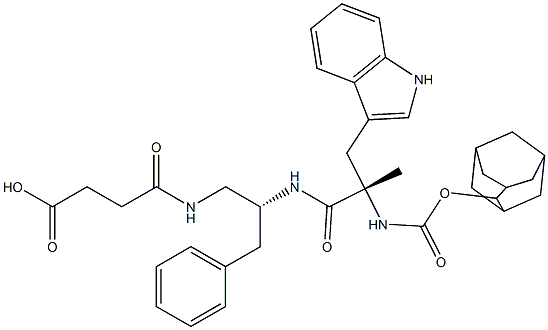 4-[(R)-2-[(S)-2-(Adamantan-2-yloxycarbonylamino)-3-(1H-indol-3-yl)-2-methylpropanoylamino]-3-phenylpropylamino]-4-oxobutyric acid 구조식 이미지