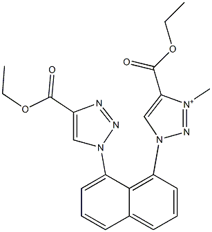 1-[8-[4-(Ethoxycarbonyl)-1H-1,2,3-triazole-1-yl]-1-naphtyl]-3-methyl-4-(ethoxycarbonyl)-1H-1,2,3-triazole-3-ium 구조식 이미지