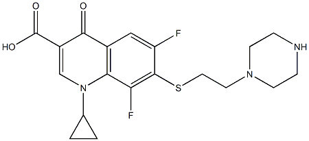 7-[2-(Piperazin-1-yl)ethyl]thio-1-cyclopropyl-6,8-difluoro-1,4-dihydro-4-oxoquinoline-3-carboxylic acid 구조식 이미지