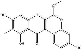 3,9,11-Trihydroxy-6-methoxy-10-methyl[1]benzopyrano[3,4-b][1]benzopyran-12(6H)-one 구조식 이미지