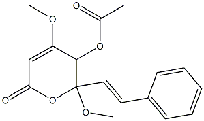 5-Acetoxy-5,6-dihydro-4,6-dimethoxy-6-(2-phenylethenyl)-2H-pyran-2-one 구조식 이미지