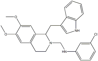 1,2,3,4-Tetrahydro-2-[(m-chloroanilino)methyl]-6,7-dimethoxy-1-[(1H-indol-3-yl)methyl]isoquinoline 구조식 이미지