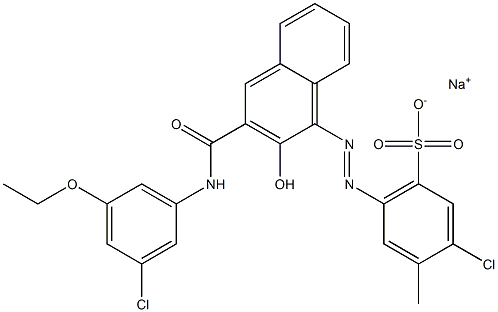 3-Chloro-4-methyl-6-[[3-[[(3-chloro-5-ethoxyphenyl)amino]carbonyl]-2-hydroxy-1-naphtyl]azo]benzenesulfonic acid sodium salt 구조식 이미지