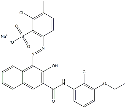 2-Chloro-3-methyl-6-[[3-[[(2-chloro-3-ethoxyphenyl)amino]carbonyl]-2-hydroxy-1-naphtyl]azo]benzenesulfonic acid sodium salt 구조식 이미지