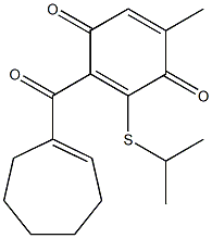 6-Methyl-2-[(1-methylethyl)thio]-3-[(1-cycloheptenyl)carbonyl]-2,5-cyclohexadiene-1,4-dione Structure