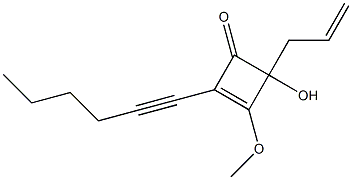 4-Hydroxy-1-methoxy-2-(1-hexynyl)-4-(2-propenyl)-1-cyclobuten-3-one Structure