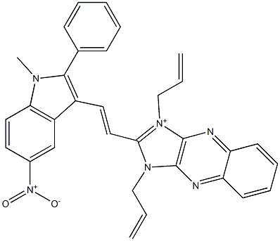 1,3-Bis(2-propenyl)-2-[2-(1-methyl-5-nitro-2-phenyl-1H-indol-3-yl)ethenyl]-1H-imidazo[4,5-b]quinoxalin-3-ium Structure