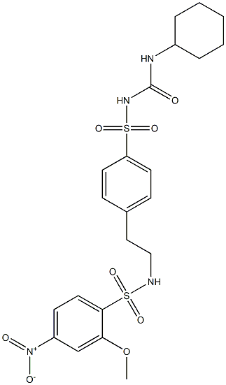 1-Cyclohexyl-3-[[p-[2-[[(2-methoxy-4-nitrophenyl)sulfonyl]amino]ethyl]phenyl]sulfonyl]urea Structure