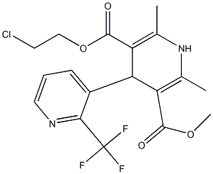 4-[2-(Trifluoromethyl)pyridin-3-yl]-1,4-dihydro-2,6-dimethylpyridine-3,5-dicarboxylic acid 3-methyl 5-(2-chloroethyl) ester 구조식 이미지