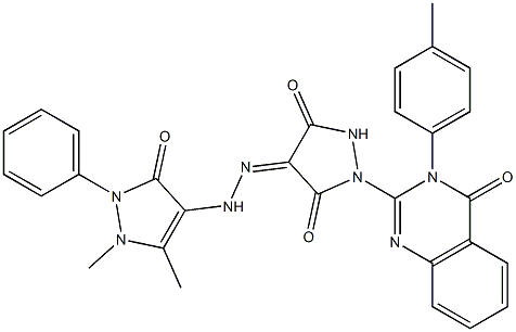 3-(4-Methylphenyl)-2-[3,5-dioxo-4-[[(1,5-dimethyl-2,3-dihydro-2-phenyl-3-oxo-1H-pyrazol)-4-yl]aminoimino]pyrazolidin-1-yl]quinazolin-4(3H)-one Structure