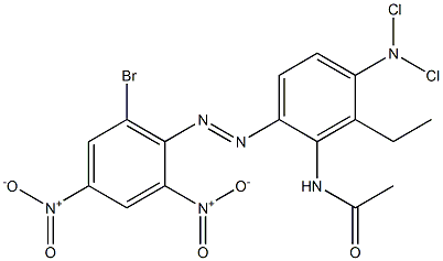 N,N-Bischloroethyl-p-(6-bromo-2,4-dinitrophenylazo)-m-acethylamino-aniline 구조식 이미지