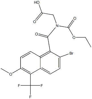 2-[N-Ethoxycarbonyl-N-[[2-bromo-6-methoxy-5-trifluoromethyl-1-naphthalenyl]carbonyl]amino]acetic acid 구조식 이미지