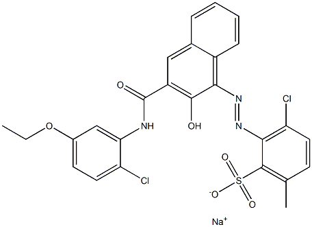 3-Chloro-6-methyl-2-[[3-[[(2-chloro-5-ethoxyphenyl)amino]carbonyl]-2-hydroxy-1-naphtyl]azo]benzenesulfonic acid sodium salt 구조식 이미지