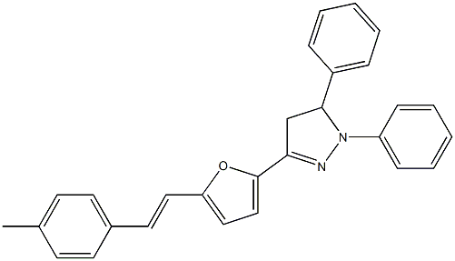 2-[[4,5-Dihydro-1,5-diphenyl-1H-pyrazol]-3-yl]-5-[2-[4-methylphenyl]ethenyl]furan Structure