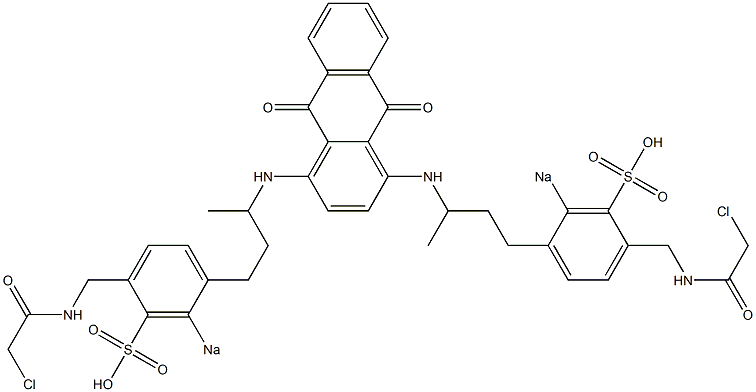 1,4-Bis[3-[4-[(chloroacetyl)aminomethyl]-2-sodiosulfophenyl]-1-methylpropylamino]anthraquinone 구조식 이미지