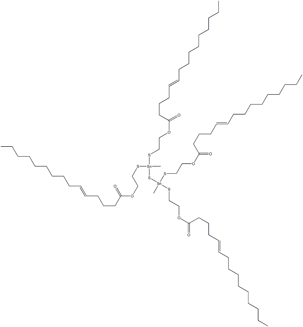 Bis[methylbis[[2-(4-tetradecenylcarbonyloxy)ethyl]thio]stannyl] sulfide 구조식 이미지