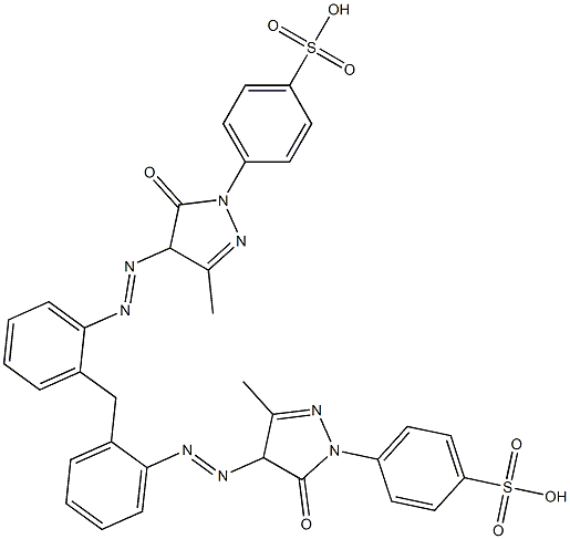 4,4'-[Methylenebis[(2,1-phenylene)azo[(4,5-dihydro-3-methyl-5-oxo-1H-pyrazole)-4,1-diyl]]]bis(benzenesulfonic acid) 구조식 이미지