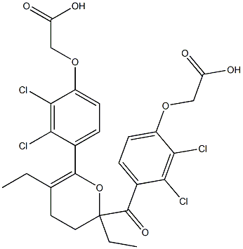 [2,3-Dichloro-4-[[6-[2,3-dichloro-4-(carboxymethoxy)phenyl]-2,5-diethyl-3,4-dihydro-2H-pyran-2-yl]carbonyl]phenoxy]acetic acid Structure